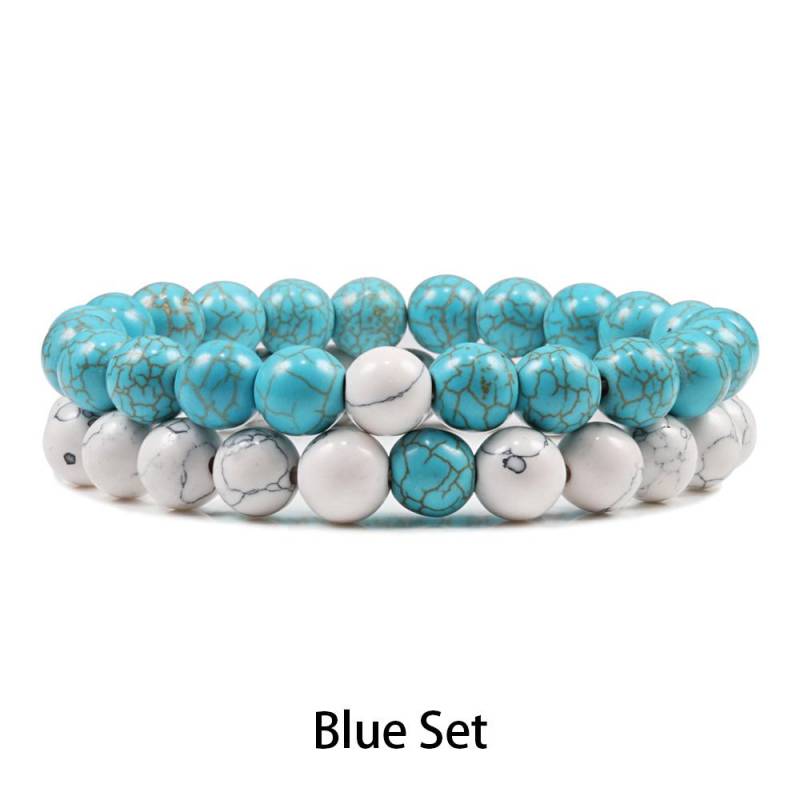 1-2 STK Perlen Armbänder Armreifen Set Natur Lavastein Paare Distanz Energie Elastisches Seil Männer Frauen Beste Freundin Schmuck Geschenk von Joom DACH