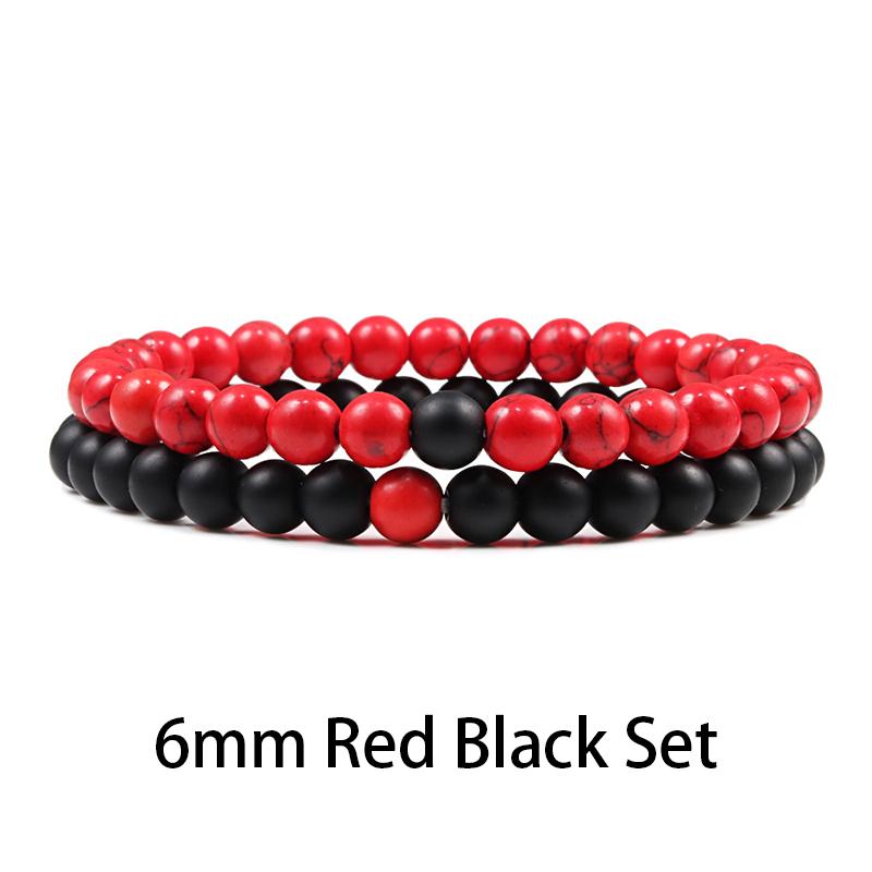 1-2 STK Perlen Armbänder Armreifen Set Natur Lavastein Paare Distanz Energie Elastisches Seil Männer Frauen Beste Freundin Schmuck Geschenk von Joom DACH