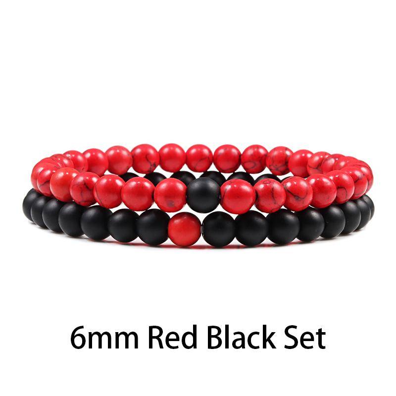 1-2 STK Perlen Armbänder Armreifen Set Natur Lavastein Paare Distanz Energie Elastisches Seil Männer Frauen Beste Freundin Schmuck Geschenk von Joom DACH