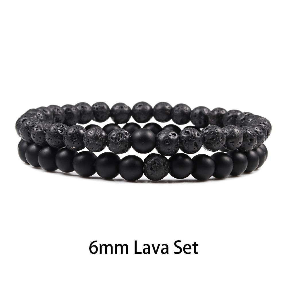 1-2 STK Perlen Armbänder Armreifen Set Natur Lavastein Paare Distanz Energie Elastisches Seil Männer Frauen Beste Freundin Schmuck Geschenk von Joom DACH