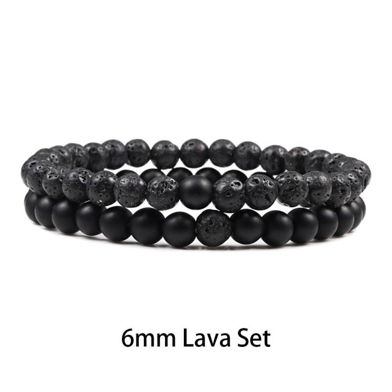 1-2 STK Perlen Armbänder Armreifen Set Natur Lavastein Paare Distanz Energie Elastisches Seil Männer Frauen Beste Freundin Schmuck Geschenk von Joom DACH