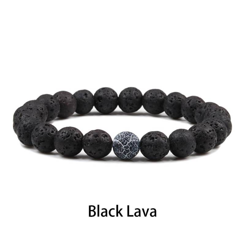 1-2 STK Perlen Armbänder Armreifen Set Natur Lavastein Paare Distanz Energie Elastisches Seil Männer Frauen Beste Freundin Schmuck Geschenk von Joom DACH
