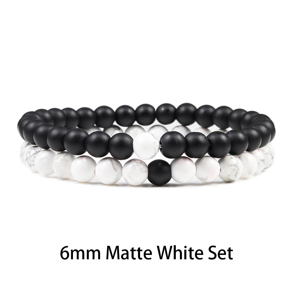 1-2 STK Perlen Armbänder Armreifen Set Natur Lavastein Paare Distanz Energie Elastisches Seil Männer Frauen Beste Freundin Schmuck Geschenk von Joom DACH