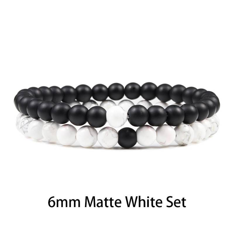 1-2 STK Perlen Armbänder Armreifen Set Natur Lavastein Paare Distanz Energie Elastisches Seil Männer Frauen Beste Freundin Schmuck Geschenk von Joom DACH