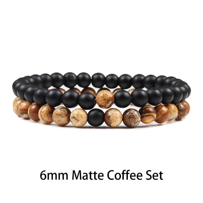 1-2 STK Perlen Armbänder Armreifen Set Natur Lavastein Paare Distanz Energie Elastisches Seil Männer Frauen Beste Freundin Schmuck Geschenk von Joom DACH