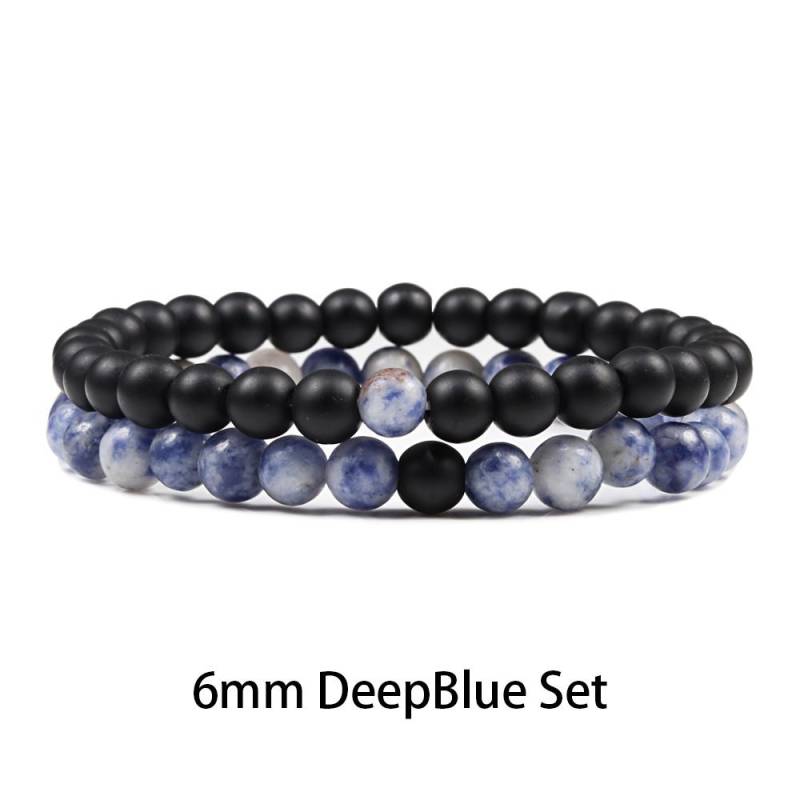 1-2 STK Perlen Armbänder Armreifen Set Natur Lavastein Paare Distanz Energie Elastisches Seil Männer Frauen Beste Freundin Schmuck Geschenk von Joom DACH
