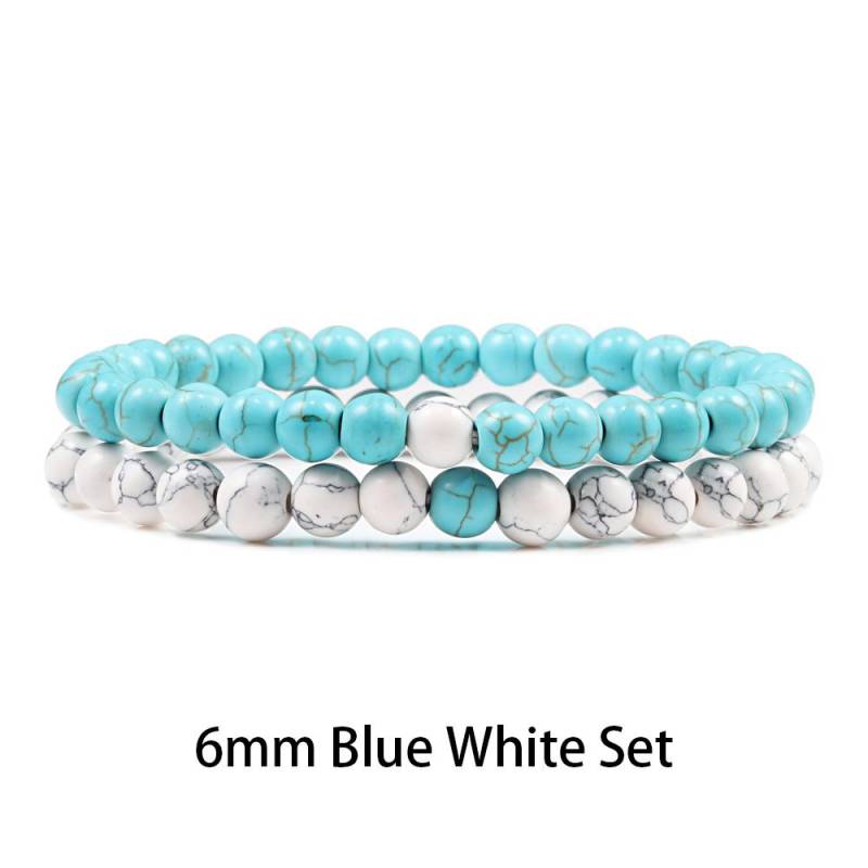 1-2 STK Perlen Armbänder Armreifen Set Natur Lavastein Paare Distanz Energie Elastisches Seil Männer Frauen Beste Freundin Schmuck Geschenk von Joom DACH