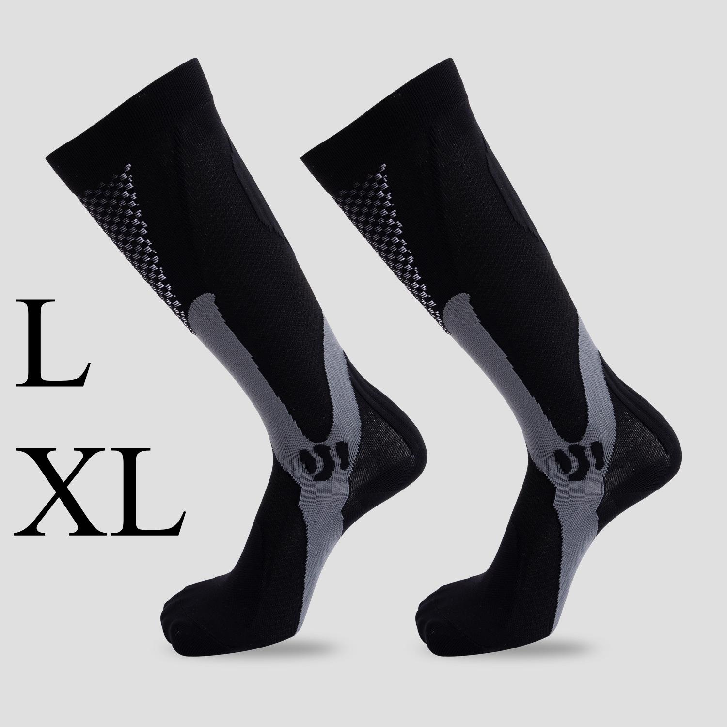 1 Doppelte Kompressionsstrümpfe zum Laufen, Krampfadern, Stillen, Fahrradfahren, Diabetes, Natur, Wandern, Geschenke, Herren-Kniestrümpfe, Basketball, Fußball, Reisen L XL von Joom DACH