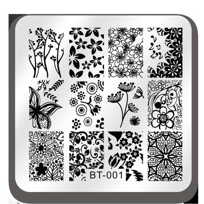 1 PC Nail Art Vorlagen Stempelplatte Design Blume Schmetterling Glas Temperatur Spitze Stempel Vorlagen Platten Bild Dekor 6*6cm von Joom DACH