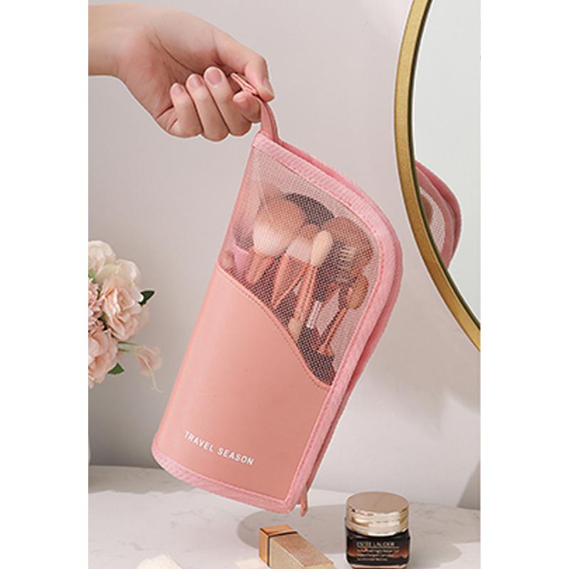 1 PCS Ständer Kosmetiktasche für Frauen Klarer Reißverschluss Make-up-Tasche Reise Weiblicher Make-up-Pinselhalter Organizer Kulturbeutel rosa von Joom DACH