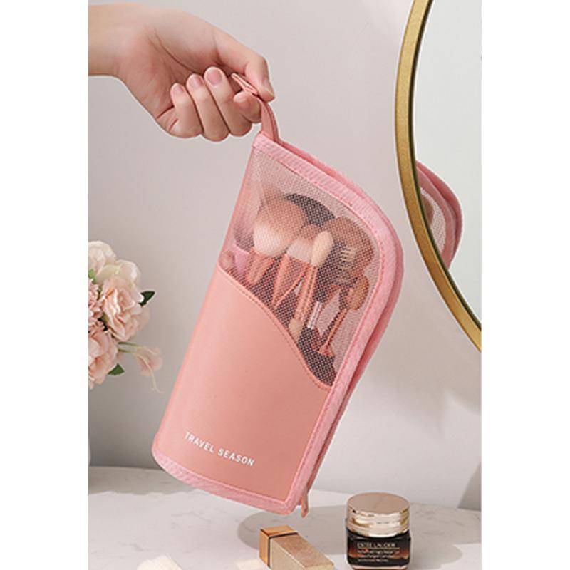1 PCS Ständer Kosmetiktasche für Frauen Klarer Reißverschluss Make-up-Tasche Reise Weiblicher Make-up-Pinselhalter Organizer Kulturbeutel rosa von Joom DACH