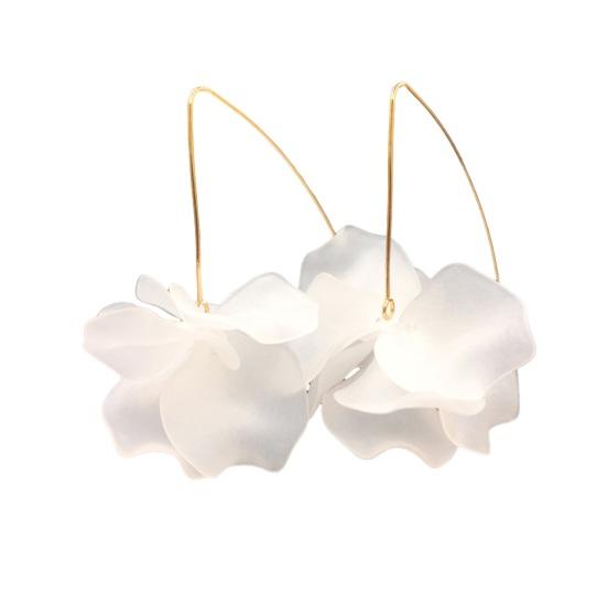1 Paar Blütenblatt Anhänger Tropfen Ohrringe Lange Stil Baumeln Ohrringe Frauen Piercing Haken Ohrringe Schmuck Geschenk weiß von Joom DACH