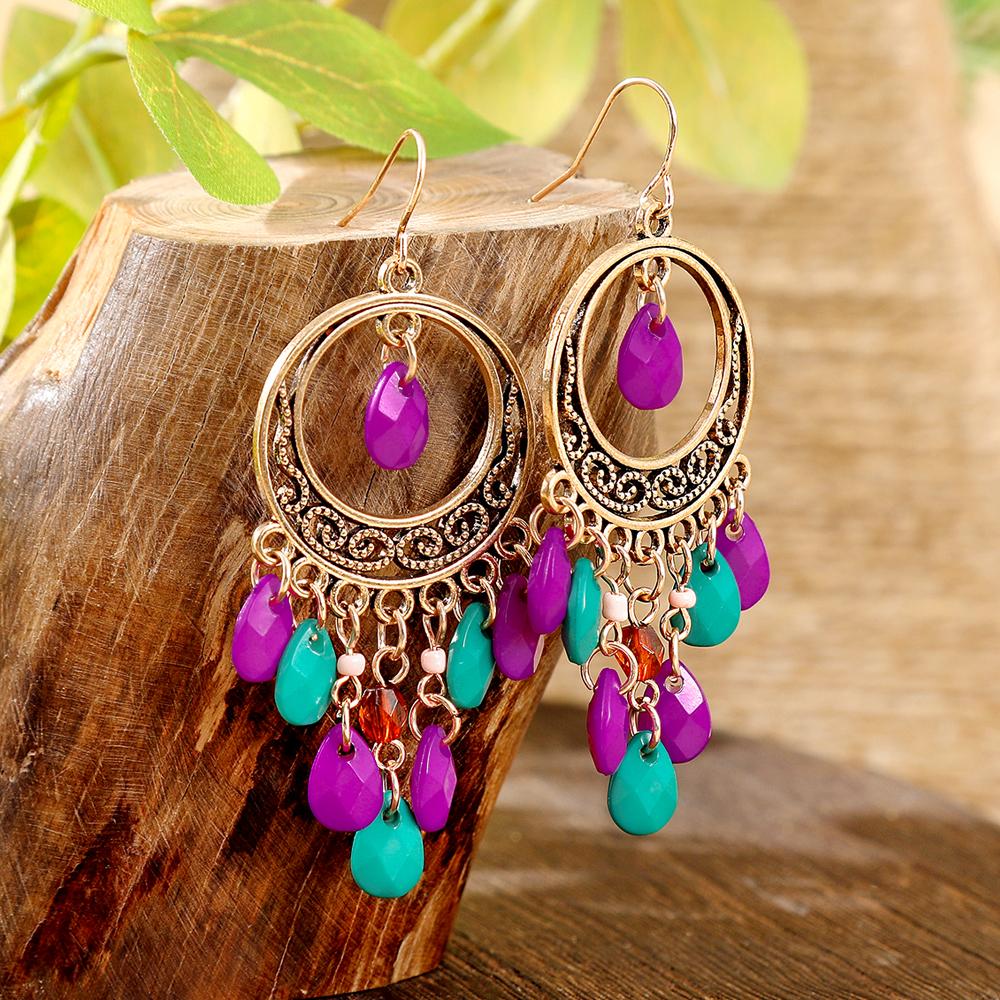 1 Paar Boho Ethno Stil Hängeohrringe für Damen Strass Einlage Antik Silber Quaste Ohrhänger Alltagskleidung Party Dekorationen Geschenke von Joom DACH