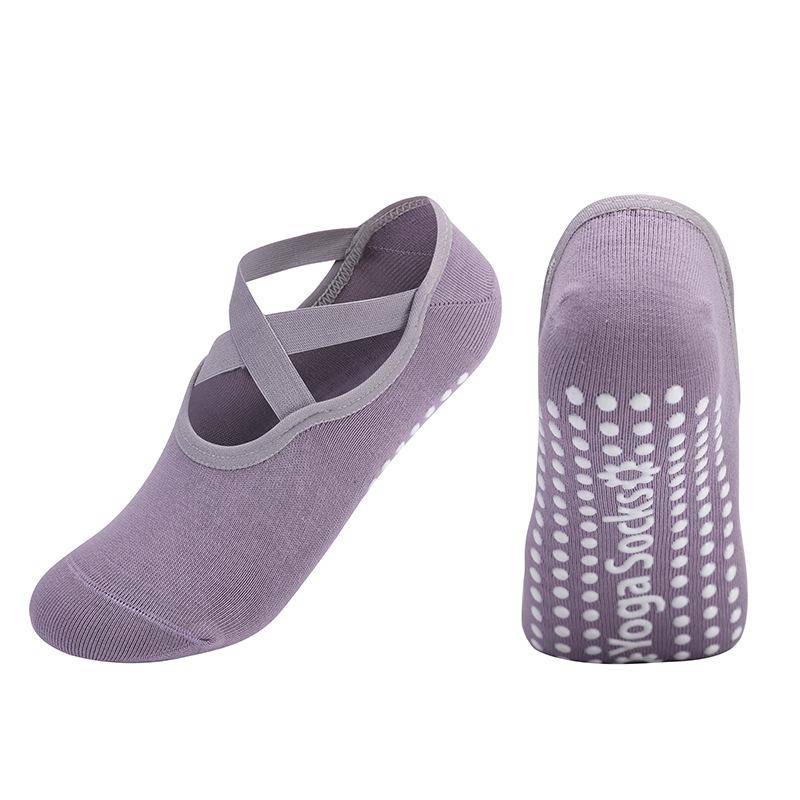 1 Paar Damen Sportsocken Yogasocken Silikon Anti-Rutsch Ballett Pilates Socken Baumwolle Damen Rückenfrei Atmungsaktiv Bandage Tanz von Joom DACH