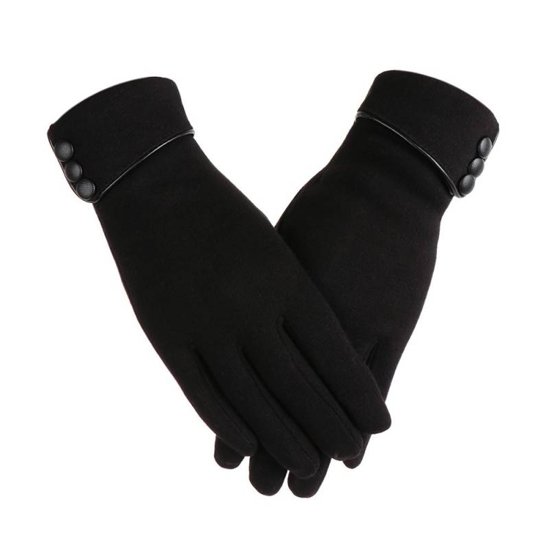 1 Paar Damen Winterhandschuhe mit Touchscreen und Fleecefutter, Thermo-Fäustlinge, winddichte Skihandschuhe One Size schwarz von Joom DACH