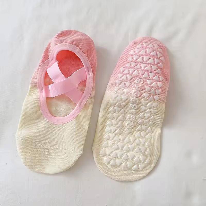 1 Paar Farbverlauf Silikon Yoga Rutschfeste Socken für Damen Pilates Fitness Grip Stärke Indoor Tanz Sportsocken gelb von Joom DACH