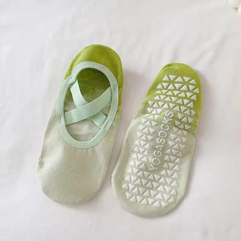 1 Paar Farbverlauf Silikon Yoga Rutschfeste Socken für Damen Pilates Fitness Grip Stärke Indoor Tanz Sportsocken grün von Joom DACH
