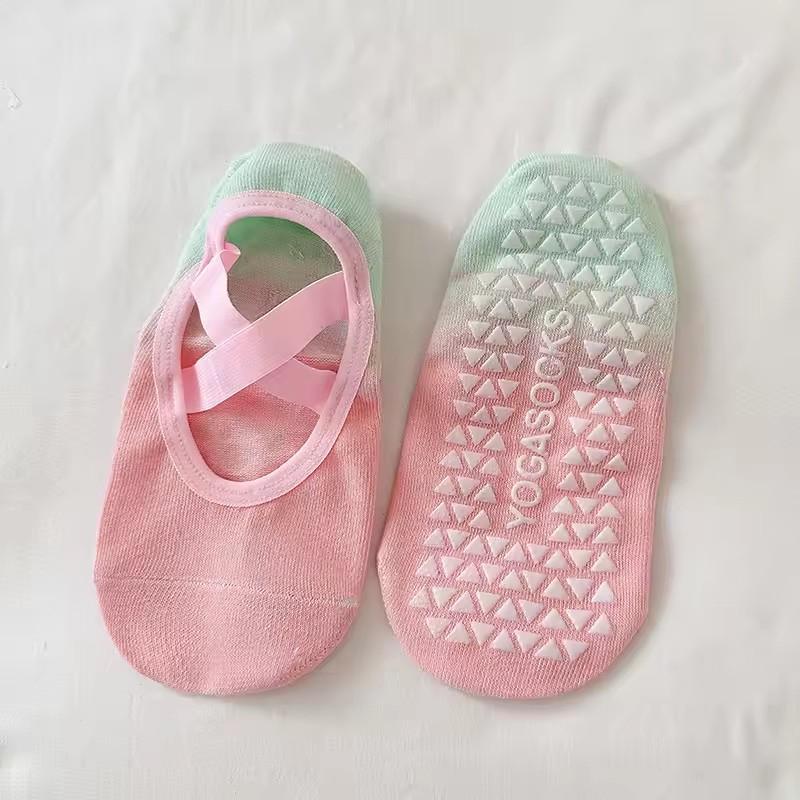 1 Paar Farbverlauf Silikon Yoga Rutschfeste Socken für Damen Pilates Fitness Grip Stärke Indoor Tanz Sportsocken rosa von Joom DACH