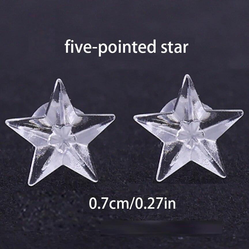 1 Paar Harz-Ohrstecker, transparente, unsichtbare Ohrringe, Anti-Allergie, weich, niedlich, für Frauen, Studenten, Stern, Herzform, Piercing-Ohrstecker Star von Joom DACH