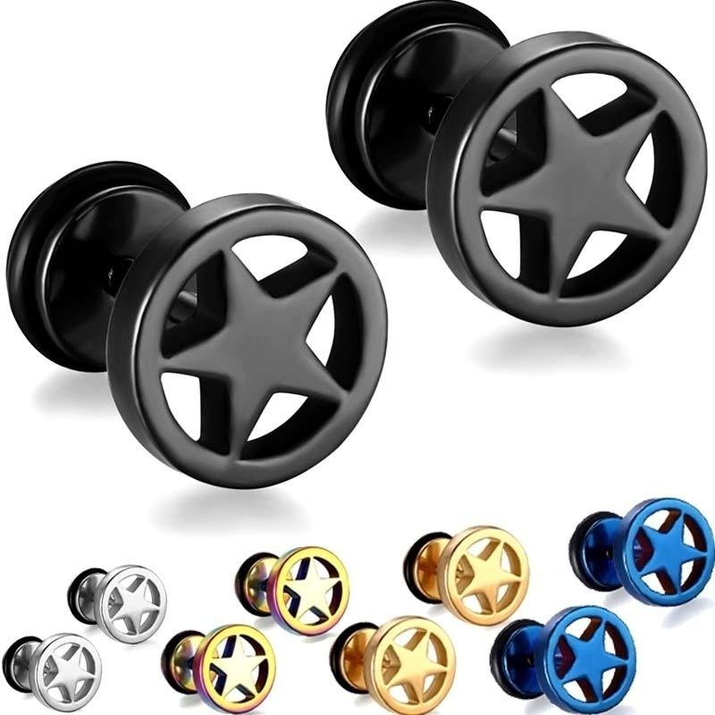 1 Paar Herren-Ohrstecker, Stern, chirurgischer Edelstahl, Plug-Dehner-Ohrstecker 1Pair schwarz von Joom DACH