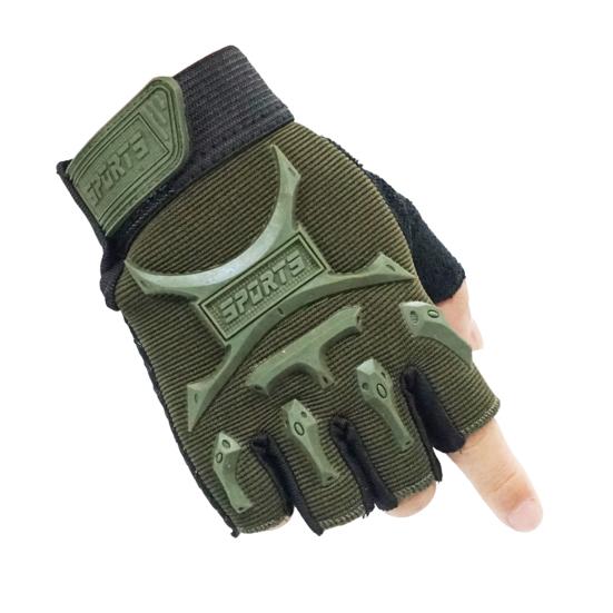 1 Paar Kinder-Halbfingerhandschuhe, rutschfeste Sportfäustlinge, großflächiges Anti-Rutsch-Design, elastische, weiche Handschuhe S armee grüne von Joom DACH