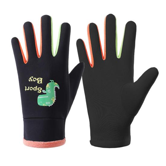 1 Paar Kinder-Winterhandschuhe, wasserdichte Sporthandschuhe für 3–15 Jahre, Touchscreen, hohe Elastizität, reflektierendes Dinosauriermuster, Skihandschuhe zum Spielen im Freien S schwarz von Joom DACH