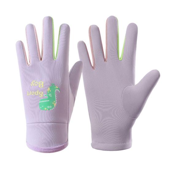 1 Paar Kinder-Winterhandschuhe, wasserdichte Sporthandschuhe für 3–15 Jahre, Touchscreen, hohe Elastizität, reflektierendes Dinosauriermuster, Skihandschuhe zum Spielen im Freien S violett von Joom DACH