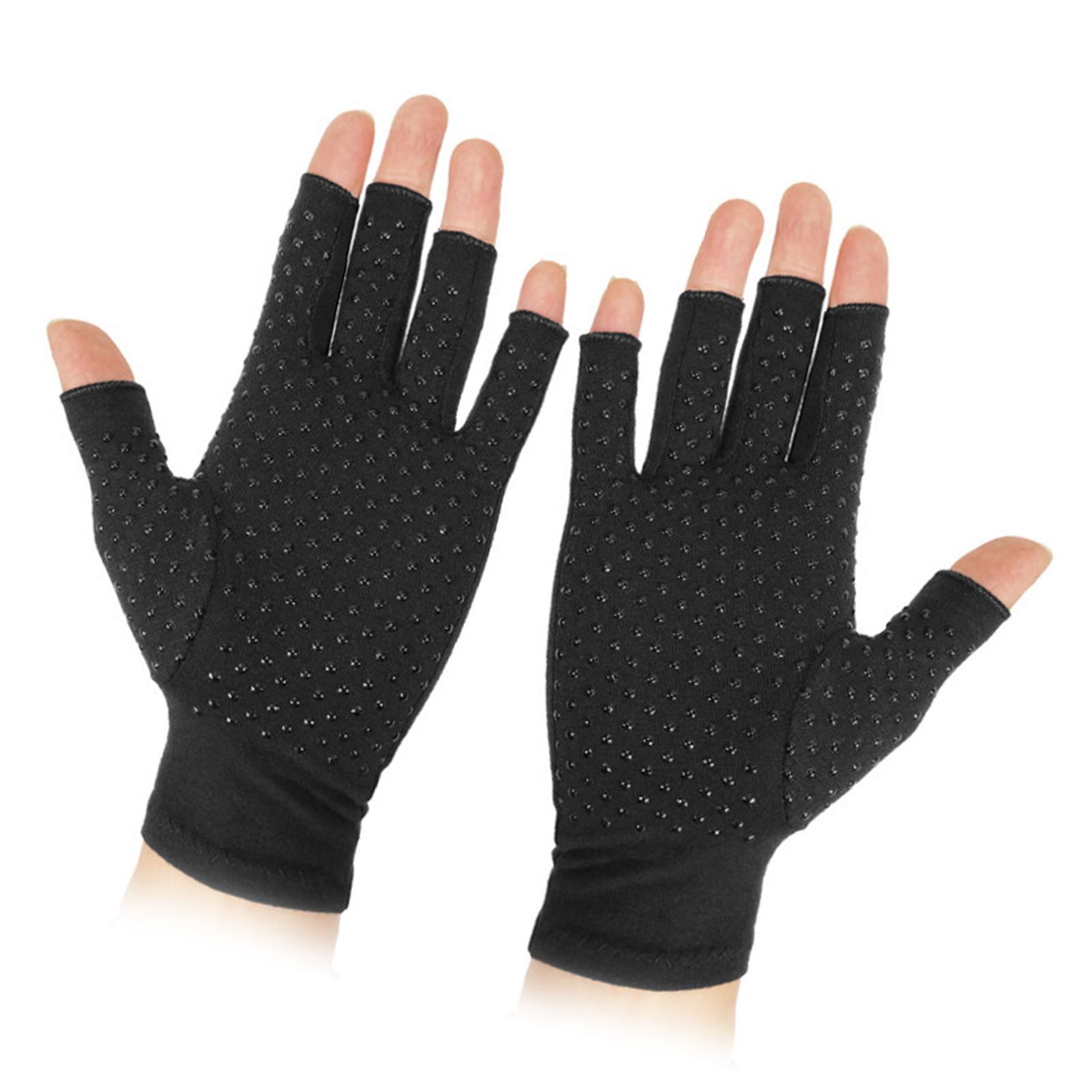 1 Paar Kompressions-Arthritis-Handschuhe Halbfinger Fahrradhandschuhe für Damen Herren Schwarz Dosierung von Joom DACH