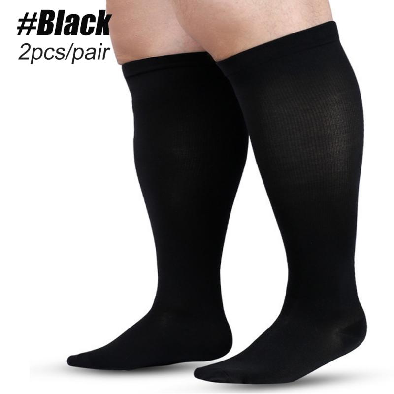 1 Paar Kompressionsstrümpfe in den Größen 2XL–7XL für Damen und Herren, 20–30 MmHg, breite Waden-Kniestrümpfe für Sport, Laufen, Yoga 5XL schwarz von Joom DACH