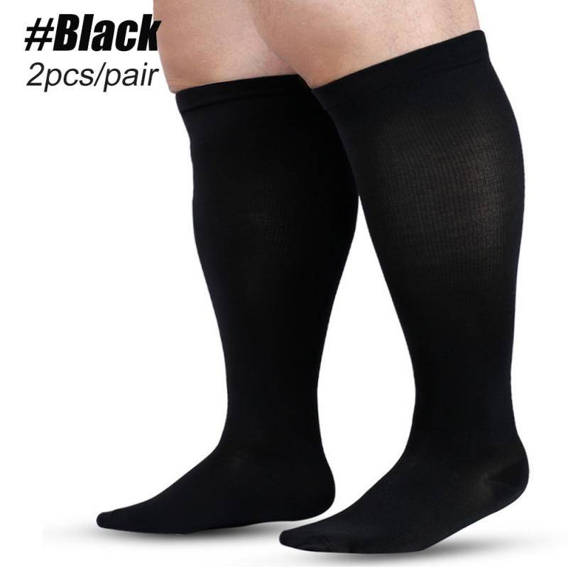 1 Paar Kompressionsstrümpfe in den Größen 2XL–7XL für Damen und Herren, 20–30 MmHg, breite Waden-Kniestrümpfe für Sport, Laufen, Yoga 5XL schwarz von Joom DACH