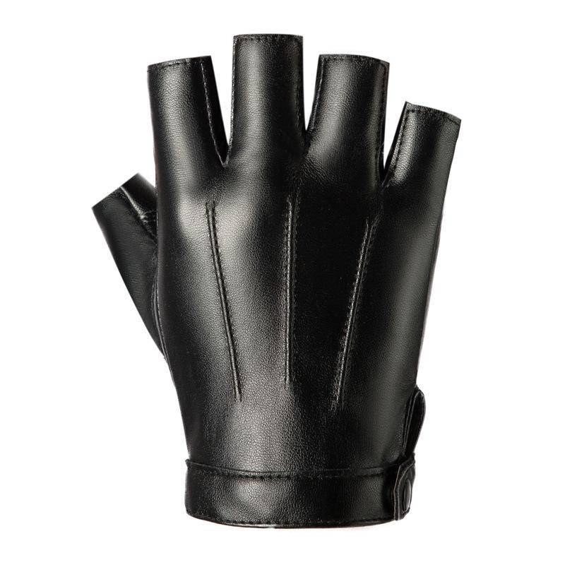 1 Paar Leder Fingerlose Lässiger Sportlicher Stil Handschuhe, Mode Street Dance Für Herren one-size schwarz von Joom DACH