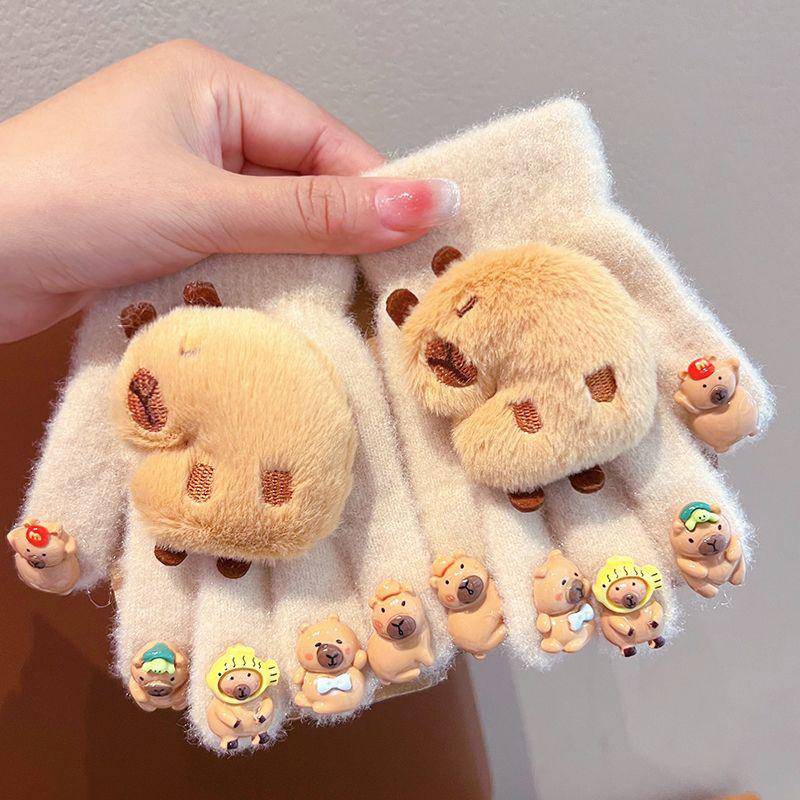 1 Paar Niedliche Cartoon Capybara Handschuhe Kinder Winter Dicke Handschuhe Outdoor Winddicht Warme Handschuhe Kältefest Fünffingerhandschuhe Geschenke von Joom DACH