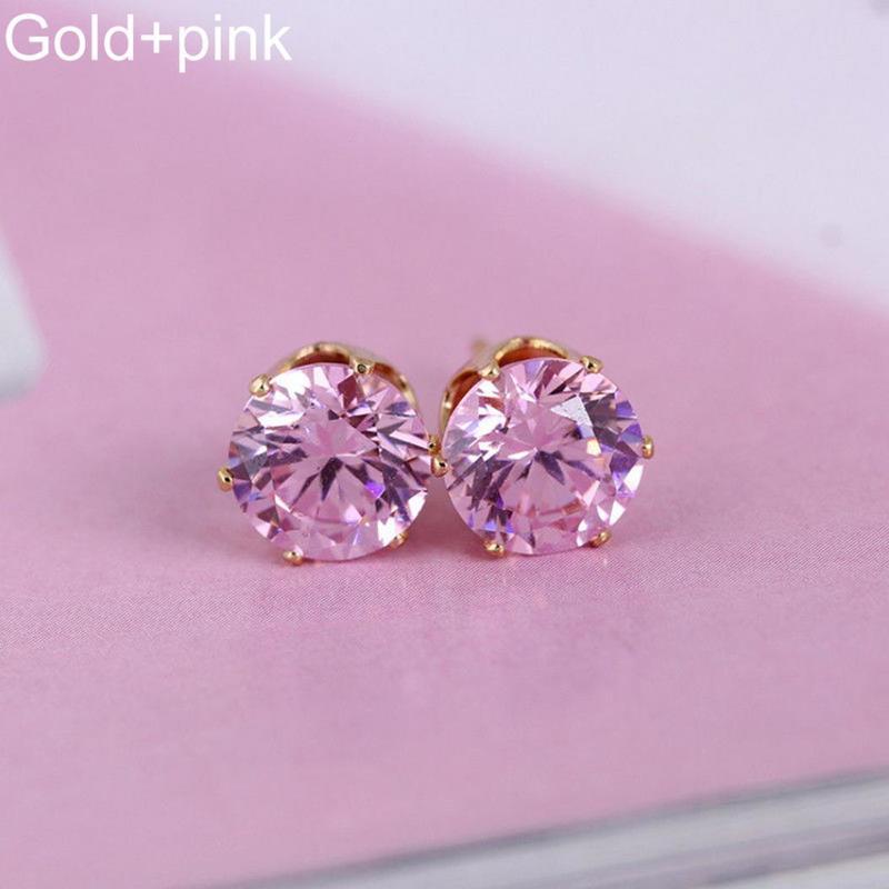 1 Paar Ohrringe Damen Modeschmuck Elegante Zirkonia Ohrstecker Hochzeitsgeschenk gold&pink von Joom DACH