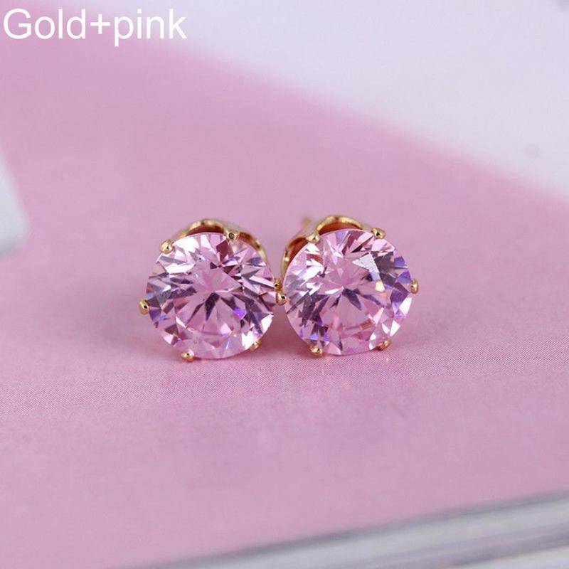 1 Paar Ohrringe Damen Modeschmuck Elegante Zirkonia Ohrstecker Hochzeitsgeschenk gold&pink von Joom DACH