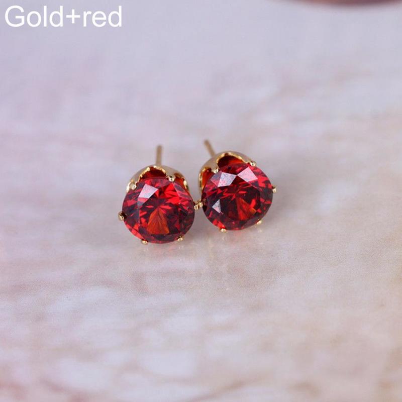 1 Paar Ohrringe Damen Modeschmuck Elegante Zirkonia Ohrstecker Hochzeitsgeschenk gold&red von Joom DACH