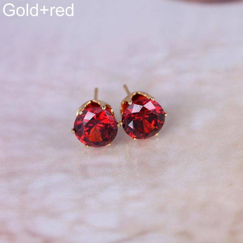 1 Paar Ohrringe Damen Modeschmuck Elegante Zirkonia Ohrstecker Hochzeitsgeschenk gold&red von Joom DACH