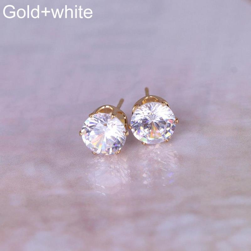 1 Paar Ohrringe Damen Modeschmuck Elegante Zirkonia Ohrstecker Hochzeitsgeschenk gold&white von Joom DACH