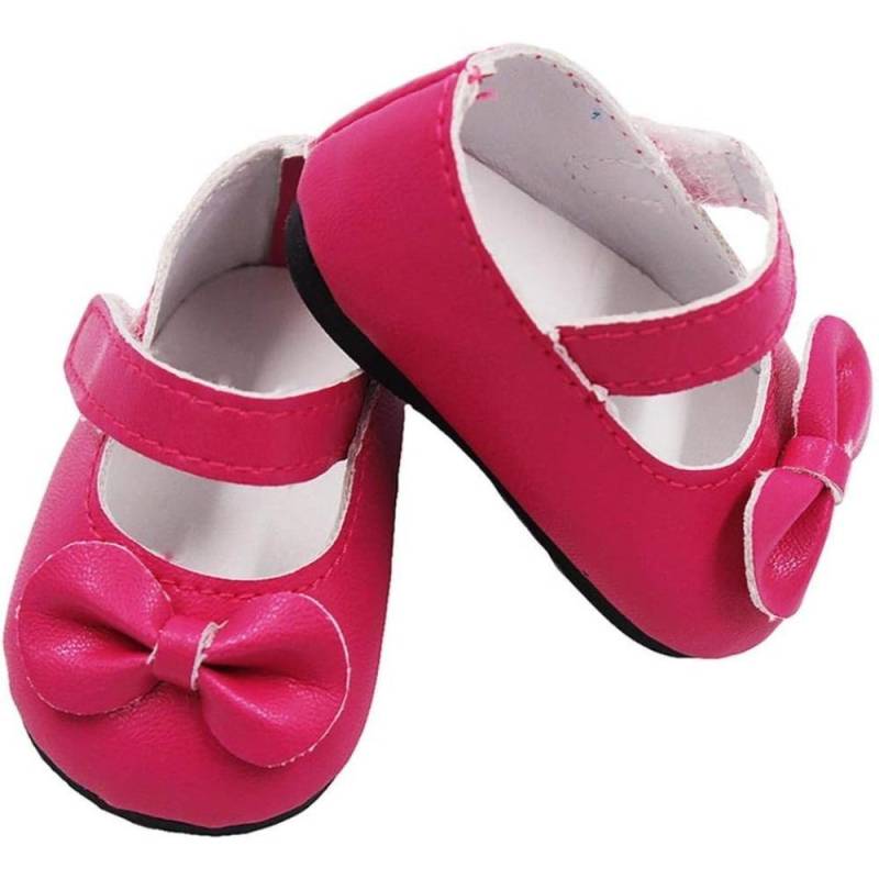 1 Paar Puppenschuhe, PU-Schuhe mit Schleife für 18 Zoll American Girl Puppen, 18 Zoll Puppenzubehör, Spielzeug 7*3*3.5cm rose rot von Joom DACH