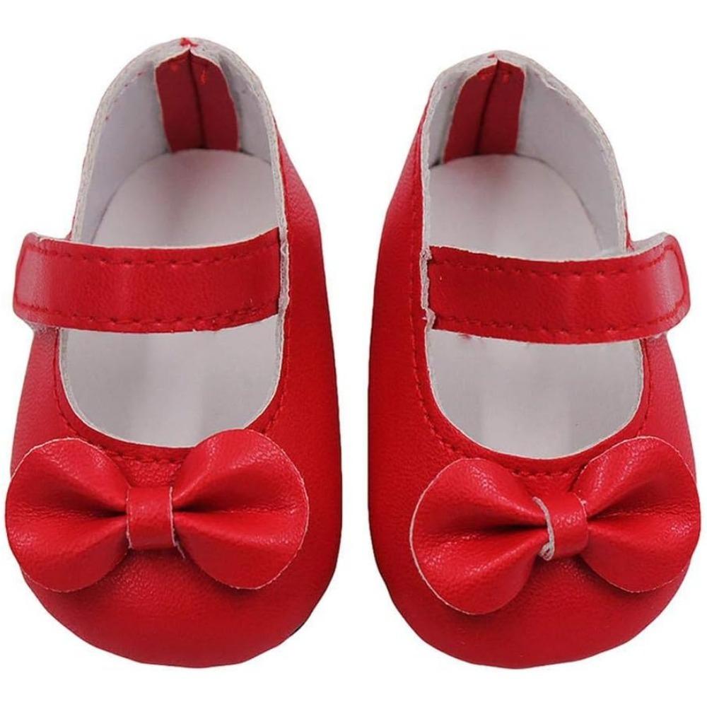 1 Paar Puppenschuhe, PU-Schuhe mit Schleife für 18 Zoll American Girl Puppen, 18 Zoll Puppenzubehör, Spielzeug 7*3*3.5cm rot von Joom DACH