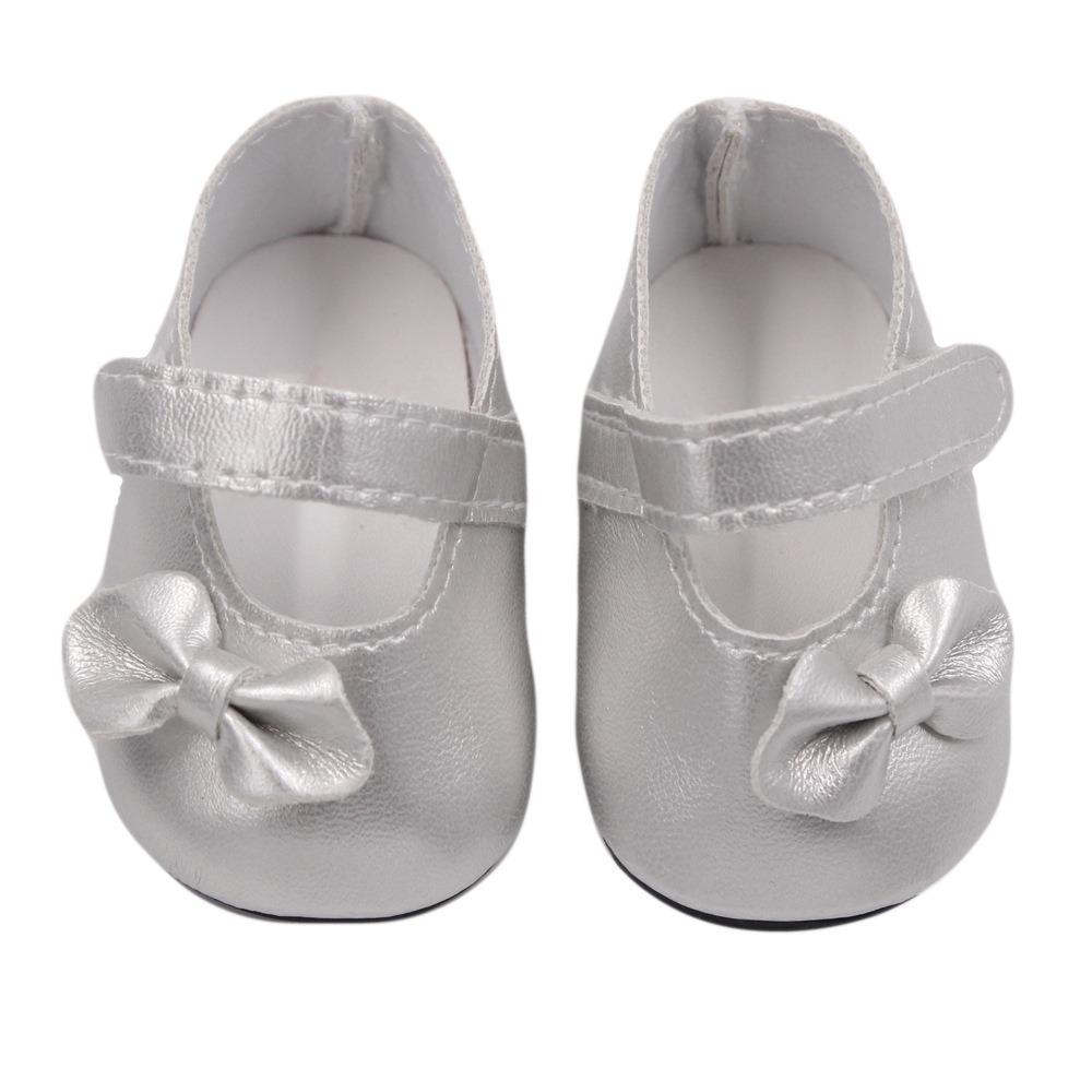 1 Paar Puppenschuhe, PU-Schuhe mit Schleife für 18 Zoll American Girl Puppen, 18 Zoll Puppenzubehör, Spielzeug 7*3*3.5cm silber von Joom DACH