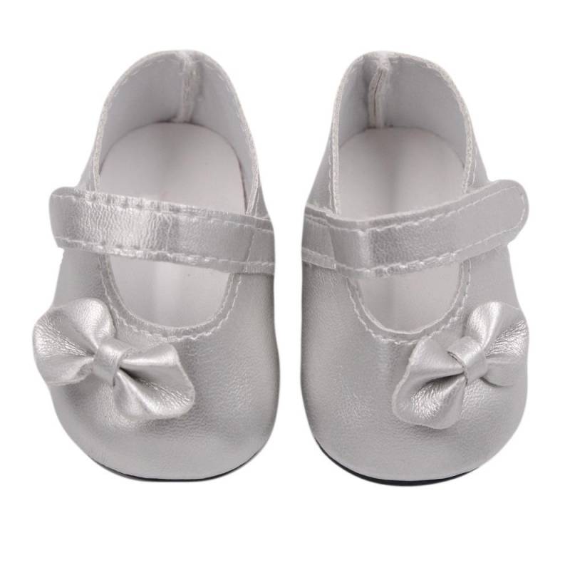 1 Paar Puppenschuhe, PU-Schuhe mit Schleife für 18 Zoll American Girl Puppen, 18 Zoll Puppenzubehör, Spielzeug 7*3*3.5cm silber von Joom DACH