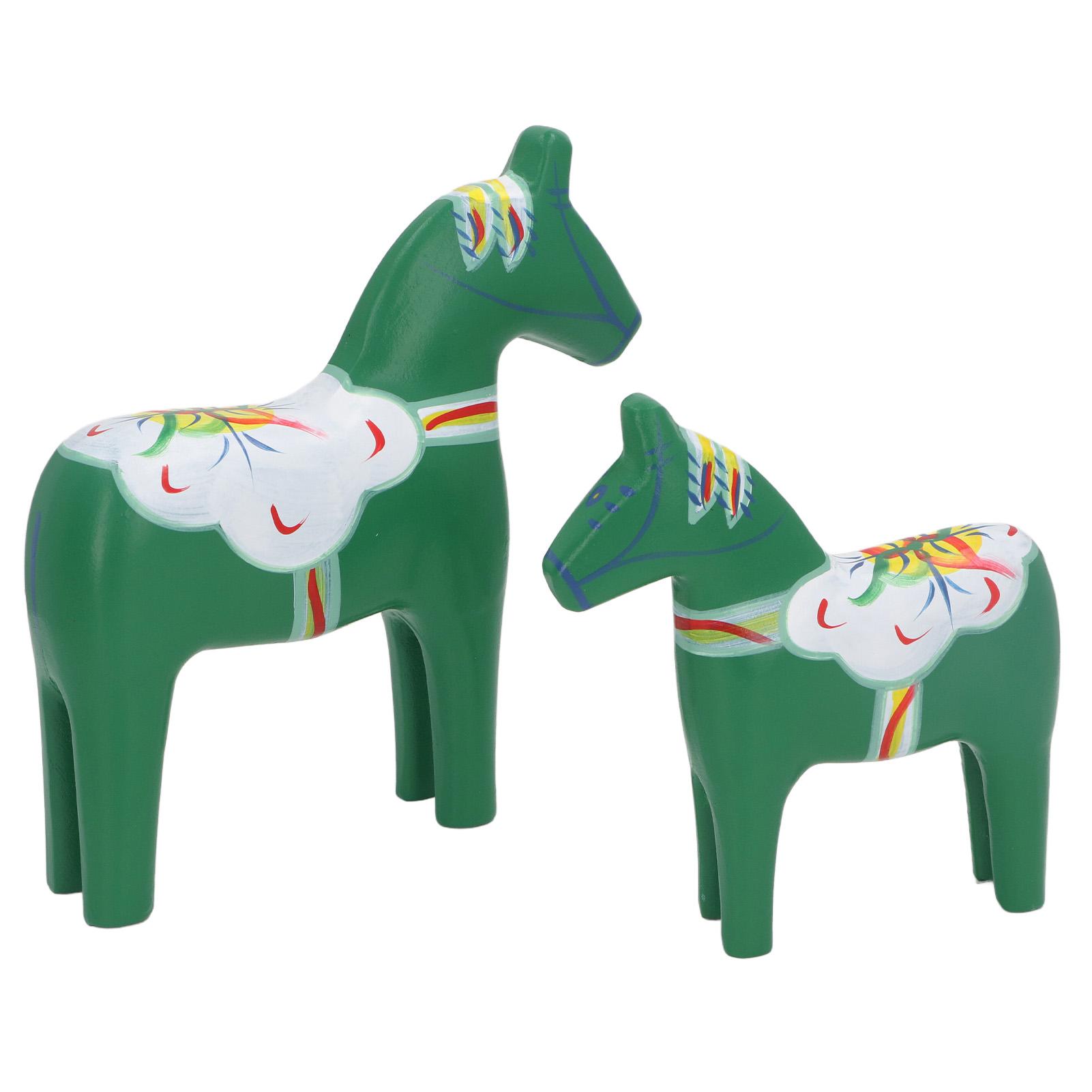1 Paar Schwedisches Dala-Pferd Dekor Holz Traditionell Bemalt Dalapferd Statue Figur Heimschmuck Handwerk 7203C 06 Green von Joom DACH