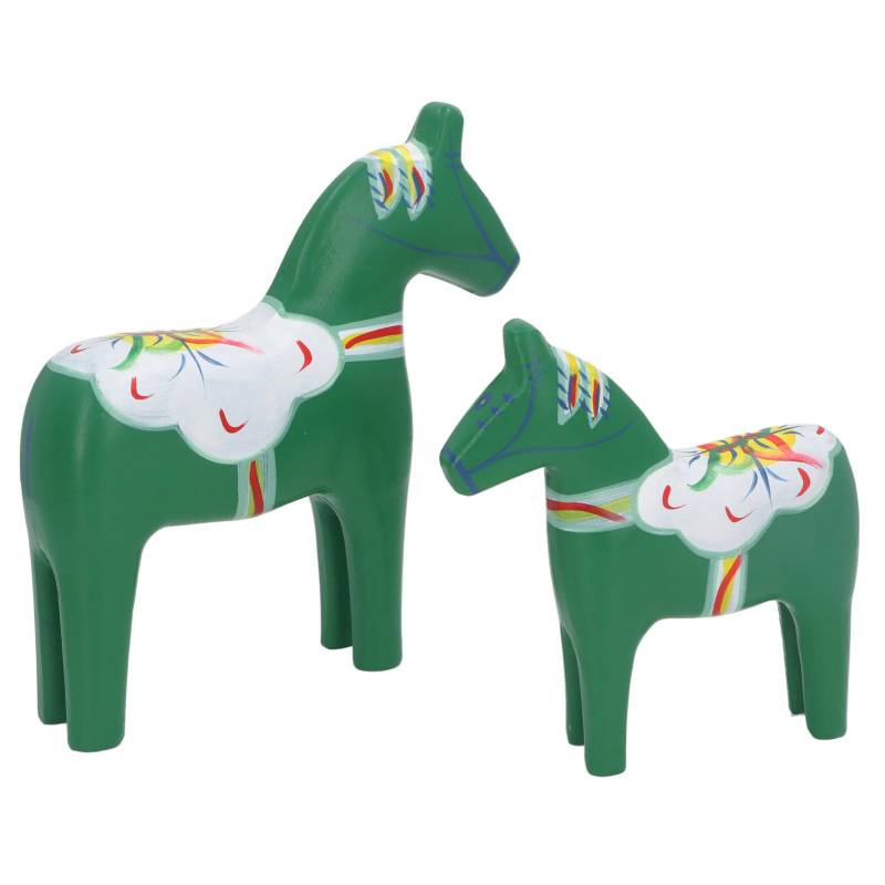 1 Paar Schwedisches Dala-Pferd Dekor Holz Traditionell Bemalt Dalapferd Statue Figur Heimschmuck Handwerk 7203C 06 Green von Joom DACH