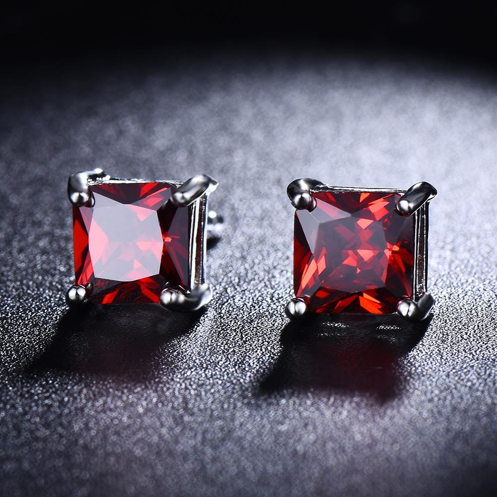 1 Paar Silber Gold Farbe 4/5/6/7MM Roter Stein Ohrringe Prinzessin Quadratische Ohrstecker für Frauen Hochzeit Ohrstecker Party Schmuck 7mm silber von Joom DACH