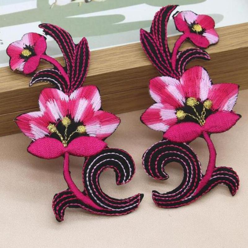 1 Paar Stickerei Motiv Venise Spitze Patch Applique Trim Eisen auf Lady Kleid Dekoration 9.7 * 4,6 cm rose rosa von Joom DACH