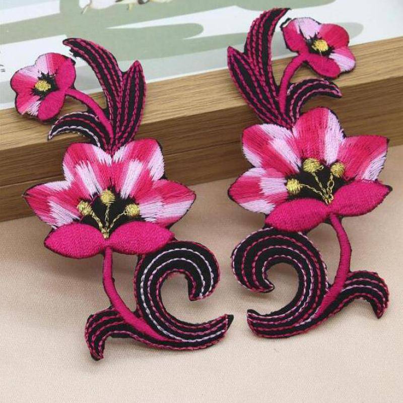 1 Paar Stickerei Motiv Venise Spitze Patch Applique Trim Eisen auf Lady Kleid Dekoration 9.7 * 4,6 cm rose rosa von Joom DACH