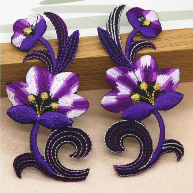1 Paar Stickerei Motiv Venise Spitze Patch Applique Trim Eisen auf Lady Kleid Dekoration 9.7 * 4,6 cm violett von Joom DACH