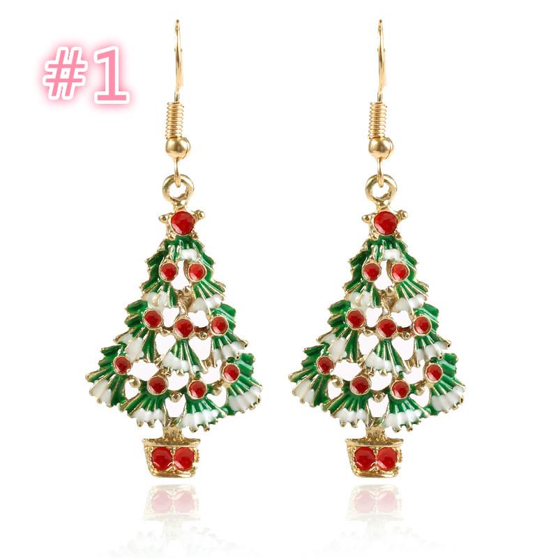 1 Paar Weihnachtsbaum-Ohrring-Anhänger, Weihnachtsdekoration für Zuhause, frohes neues Jahr 2020, Weihnachten 1 von Joom DACH