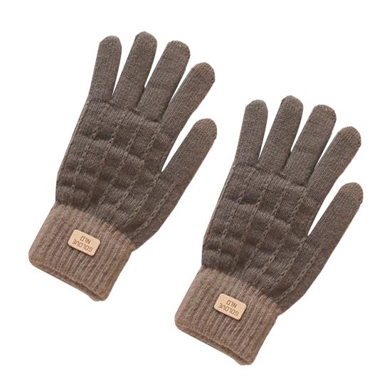 1 Paar Winterhandschuhe für Damen, Jacquard, verdickter Plüsch, gestrickt, fünf Finger, Touchscreen, Unisex, rutschfest, kaltes Wetter, Autofahren, Skifahren, Skaten von Joom DACH