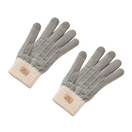 1 Paar Winterhandschuhe für Damen, Jacquard, verdickter Plüsch, gestrickt, fünf Finger, Touchscreen, Unisex, rutschfest, kaltes Wetter, Autofahren, Skifahren, Skaten von Joom DACH